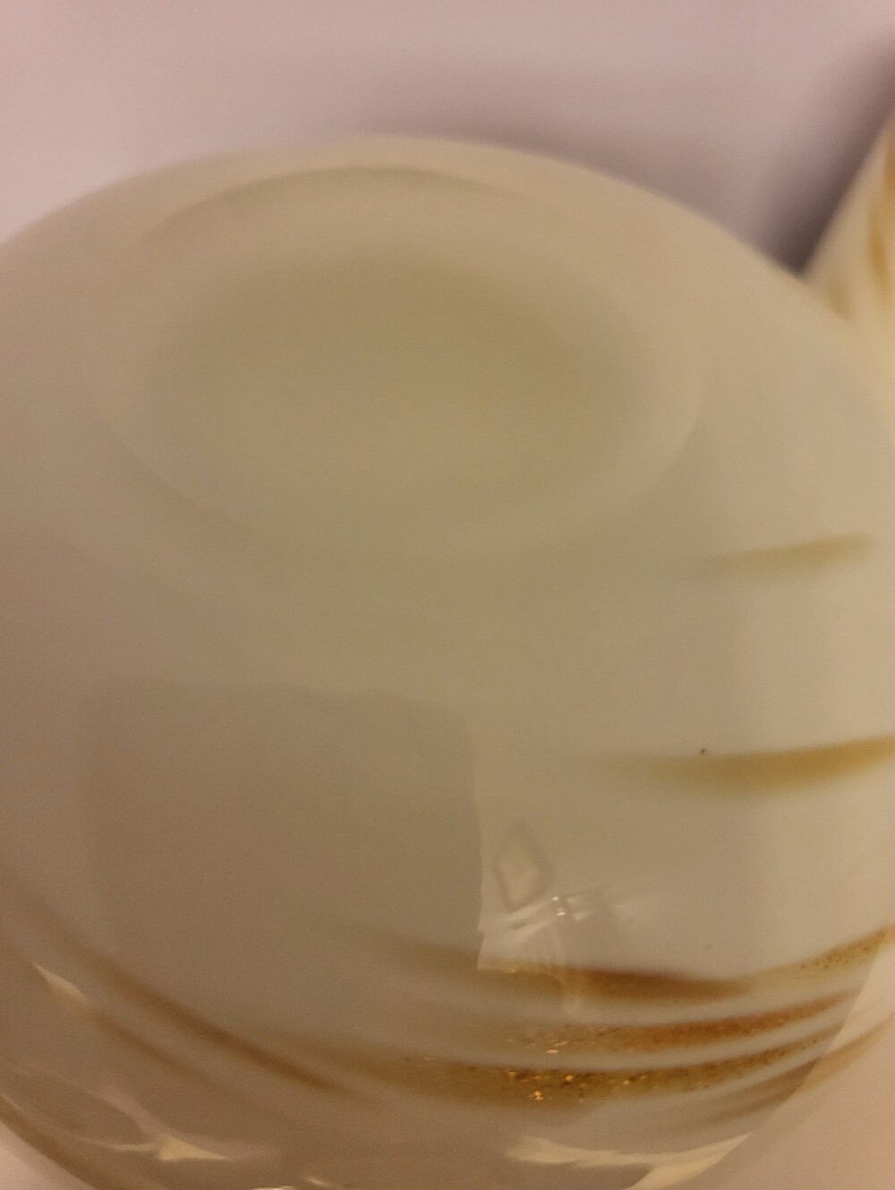 Set of 2 Murano Handblown White Glass Votive Holders with Gold Brushstrokes - Picture 5 of 13